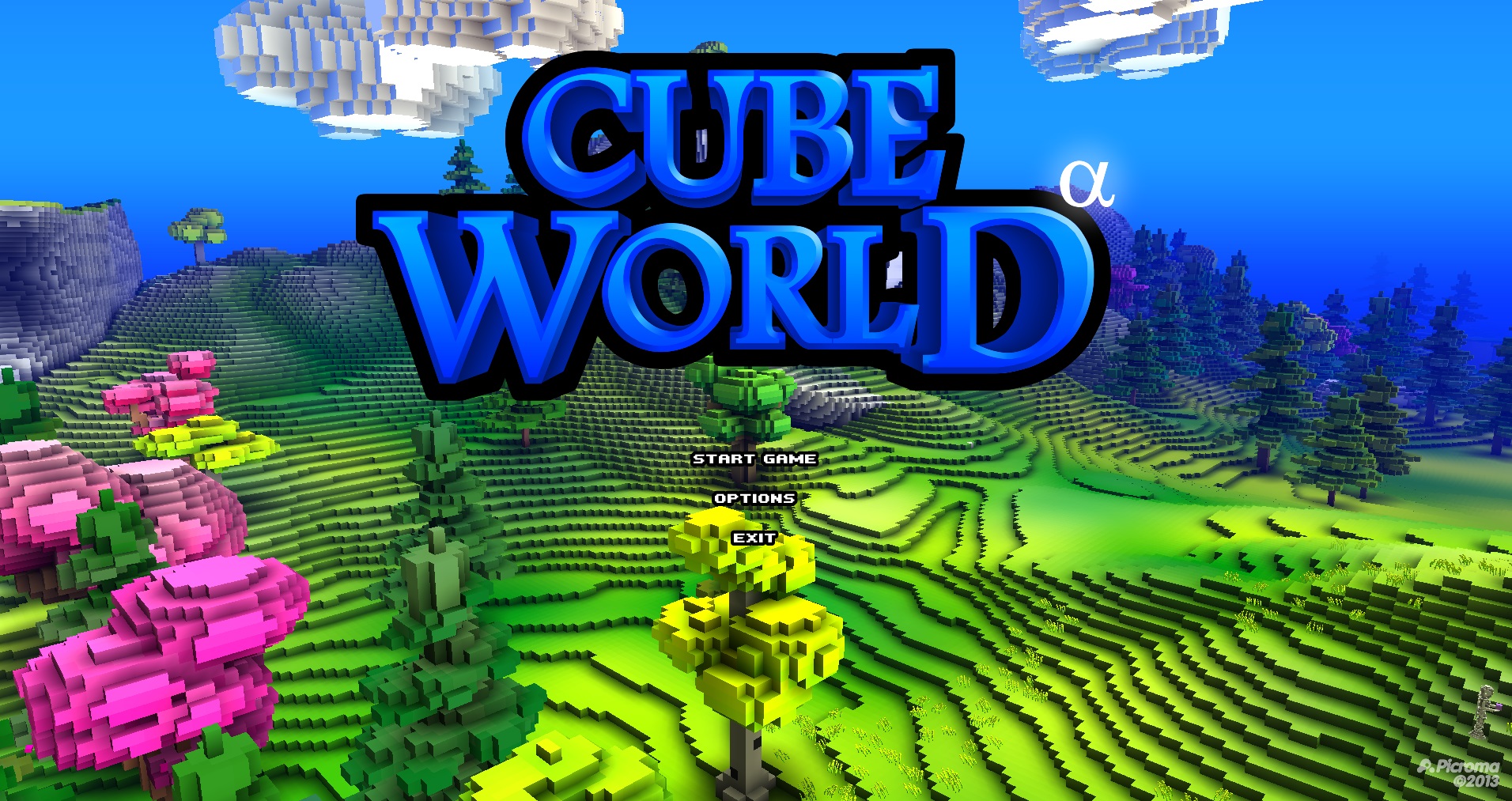 Cube World alpha title screen